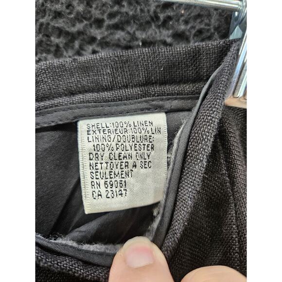 Talbots Womens Pants Black Size 16P 100% Irish Linen Side Zipper Wide Leg - Picture 7 of 12